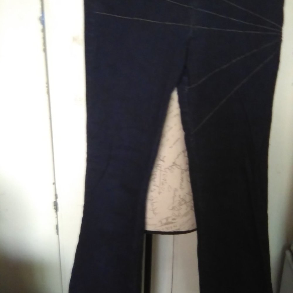 Size M Rubber Ducky Low Rise Boot Cut Denim Blue Stretch Casual Zip Pants